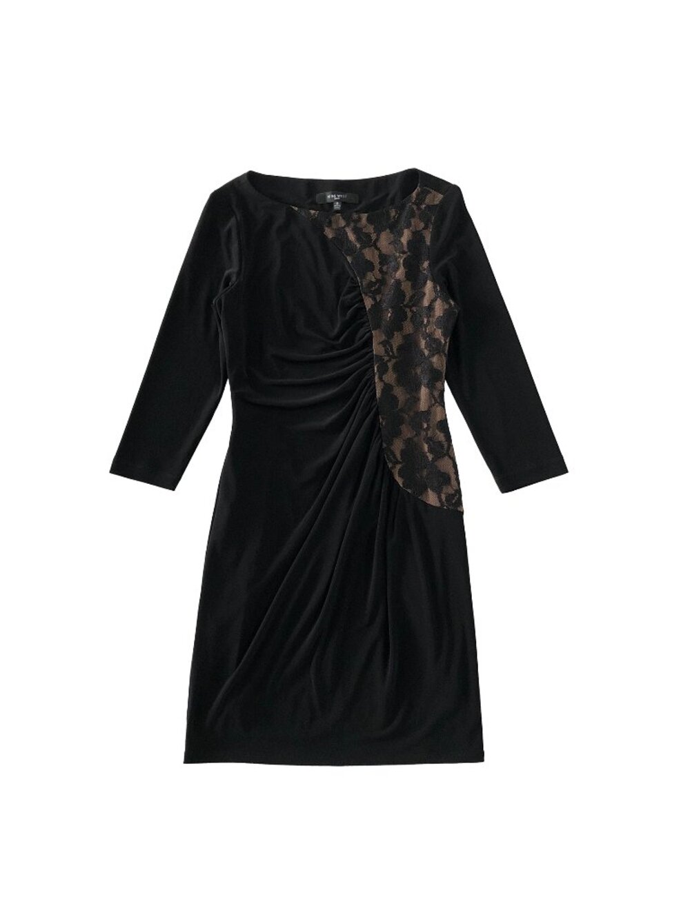 Nine West Dress Womens Size 2 Black Floral Lace Side Panel Detail ¾ Sleeve